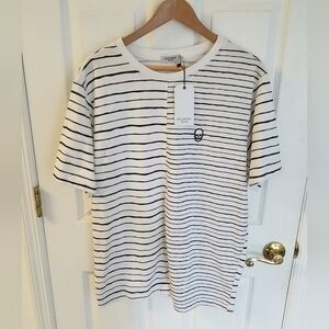 NWT Bolongaro Trevor  Black White Stripe Size Large Skull 100% Cotton